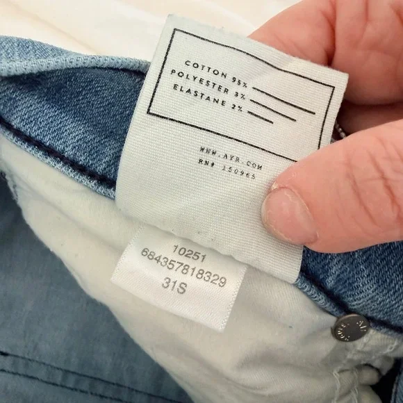 AYR Jeans Womens 31S Blue The Pop Straight Leg High Rise Stretch Cropped Denim - Picture 5 of 9